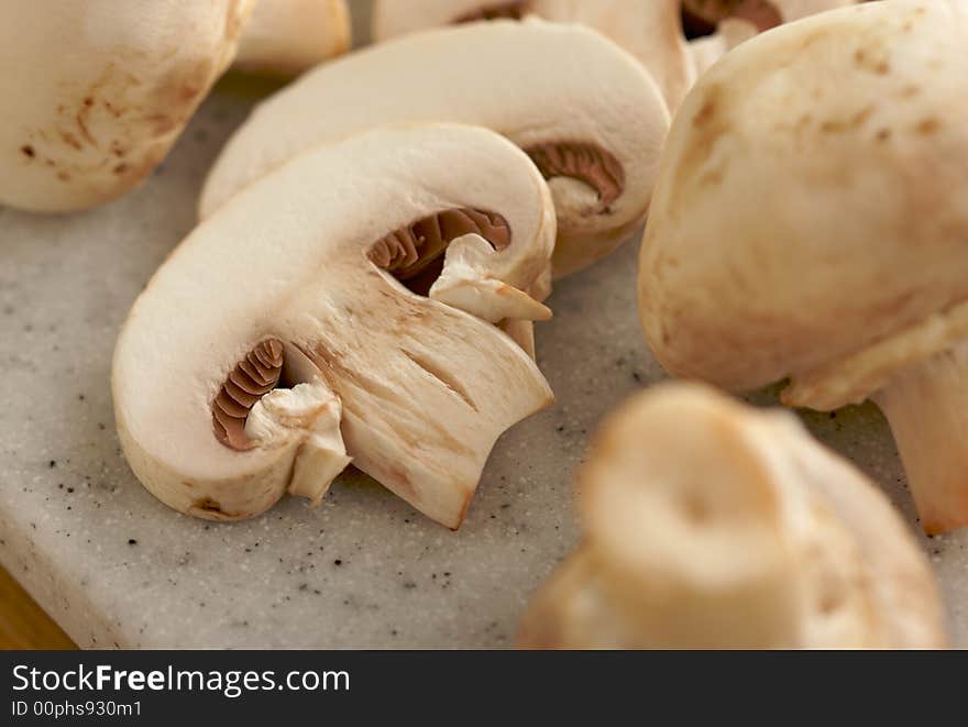 Mushrooms on a Cutting Board