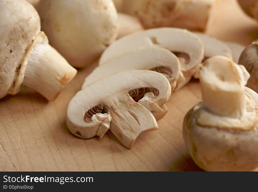 Mushrooms on a Cutting Board