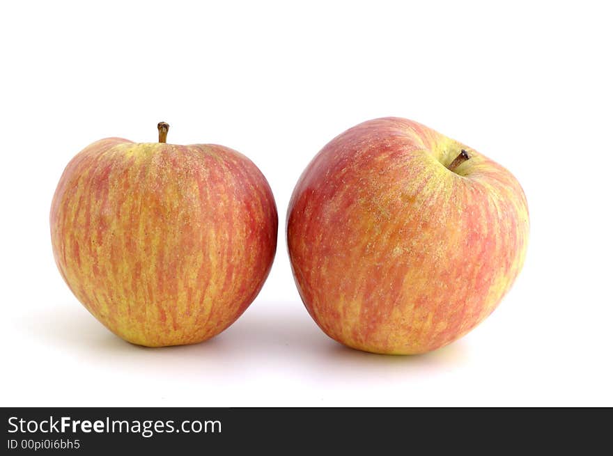 Twol red apple isolated in background white. Twol red apple isolated in background white