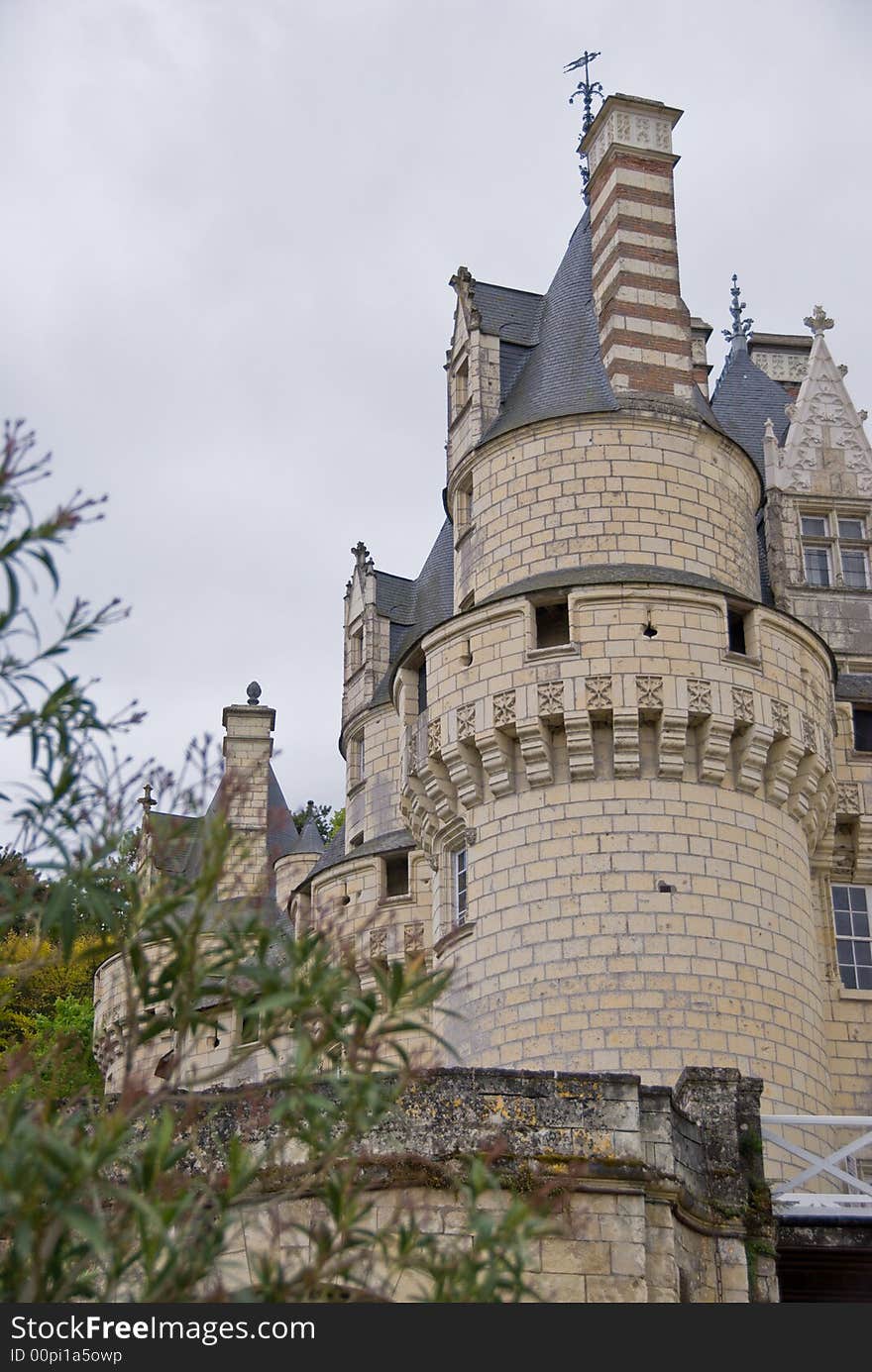 Front tower of Chateau Ussé, Loire Valley, France. Front tower of Chateau Ussé, Loire Valley, France.