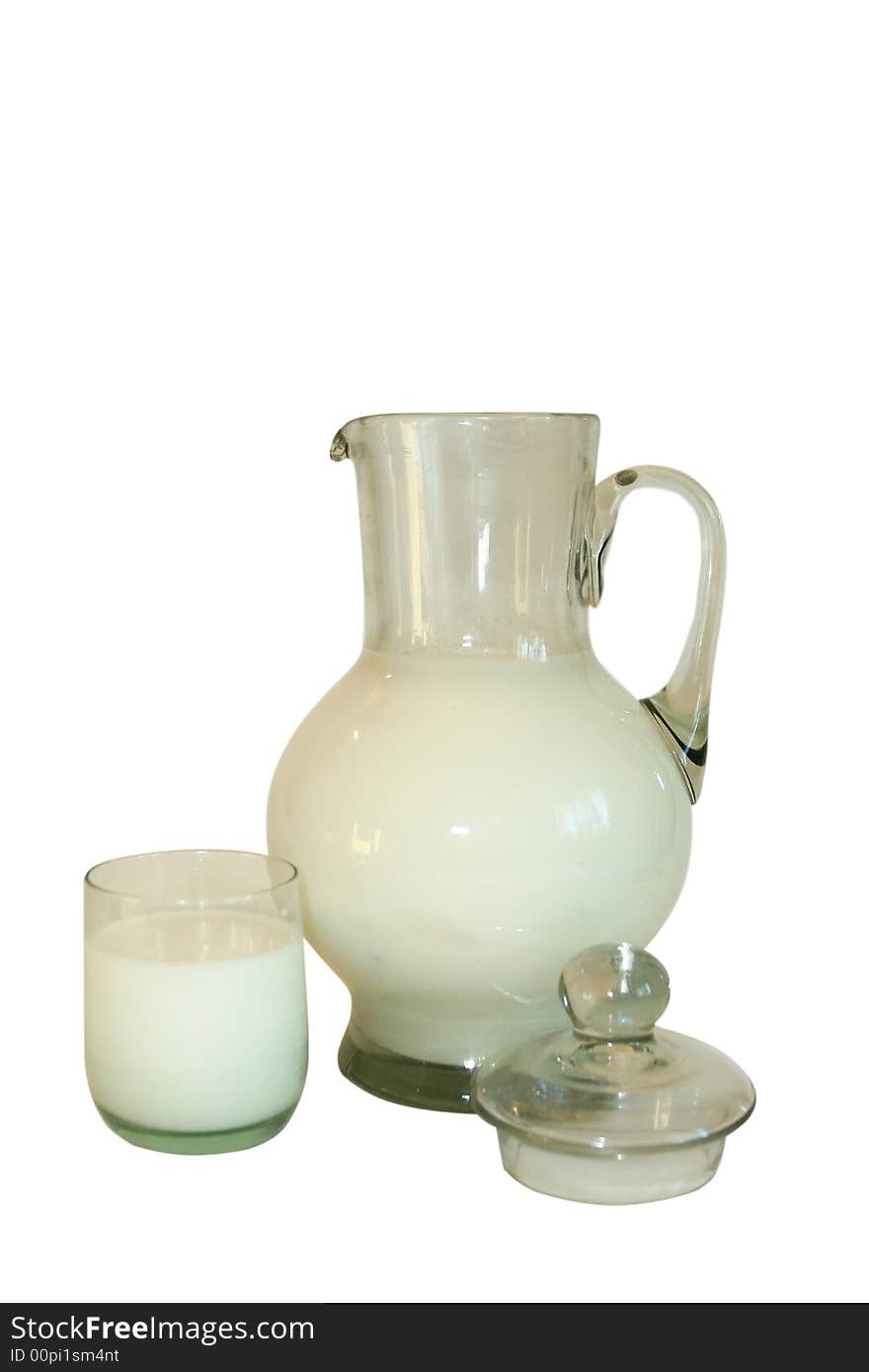 Jug filled by milk