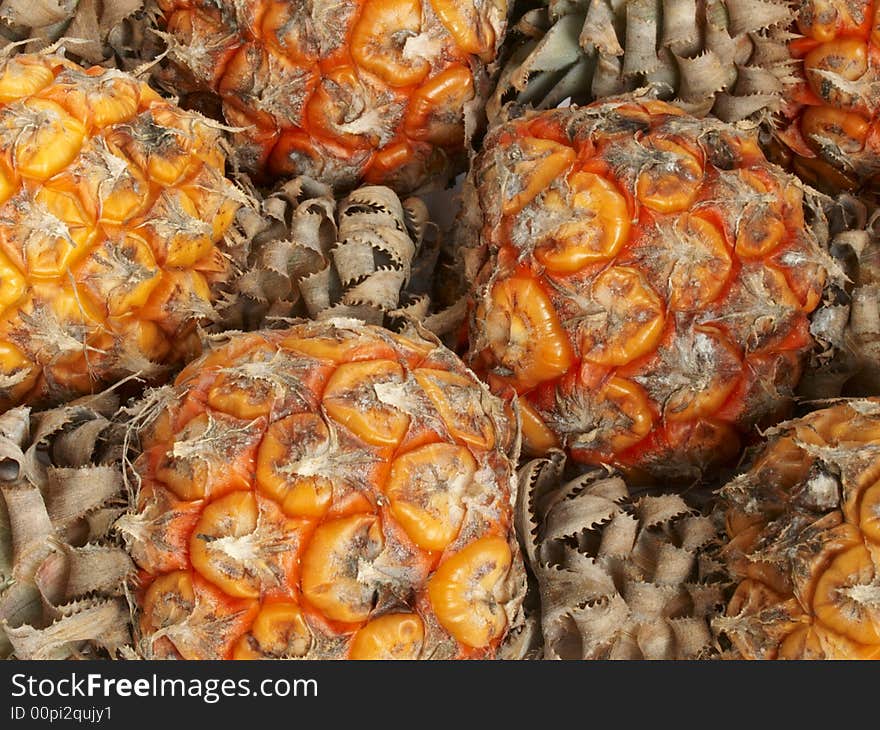 Macro Close-up Of Small Pineapples