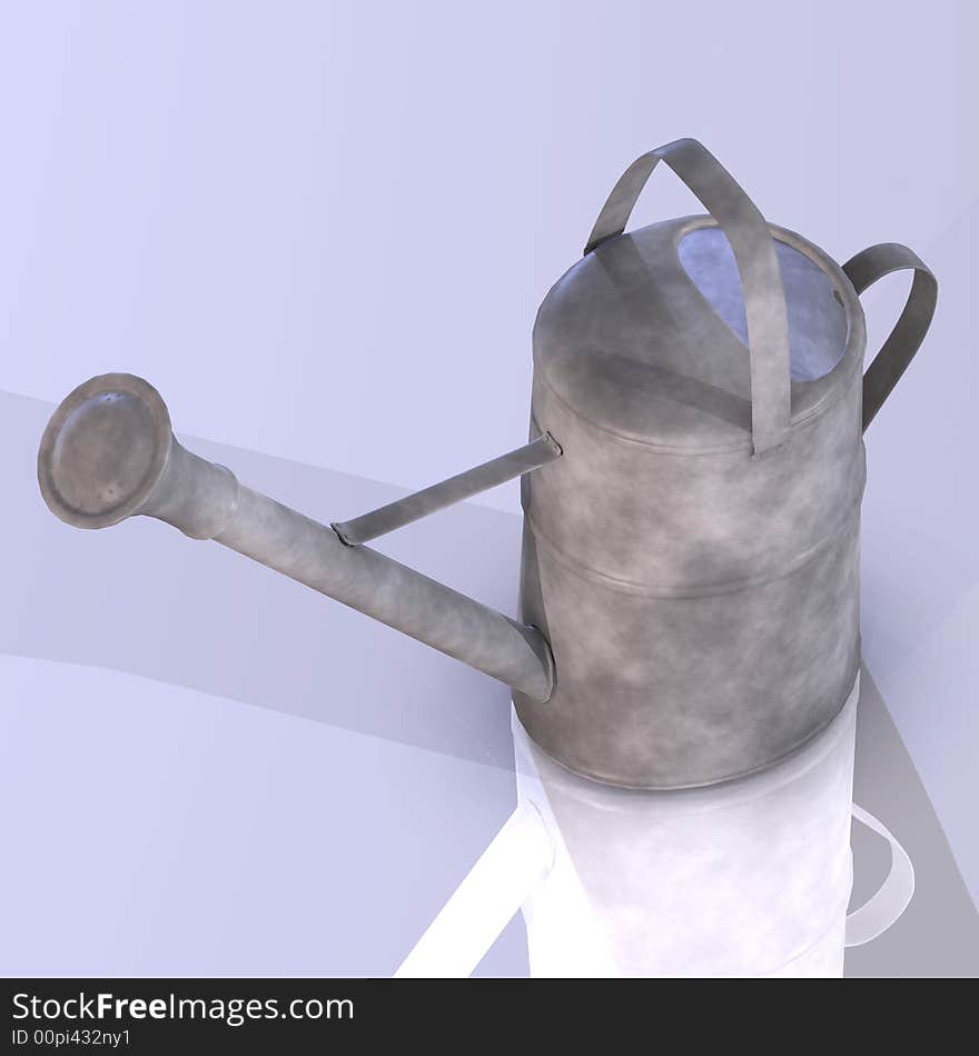 Rendered image of a watering can with Clipping Path