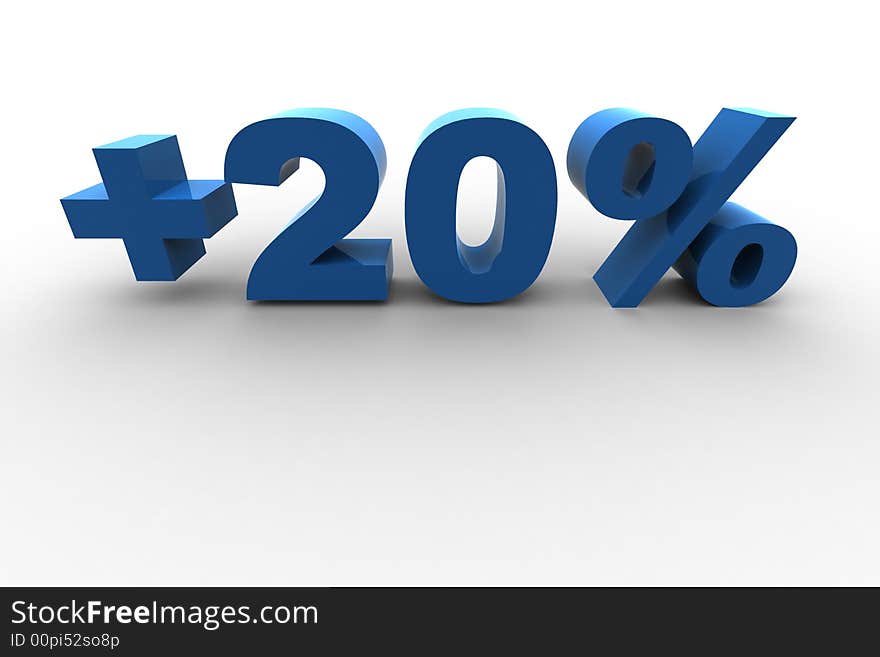 Isolated 20% - 3d illustration on white background