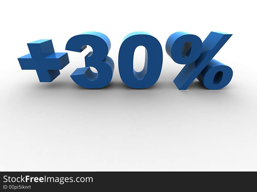 Isolated 30% - 3d illustration on white background