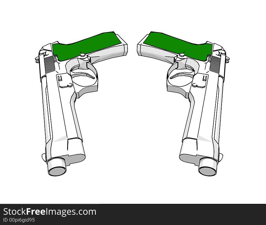 Guns - 3d illustration on white background