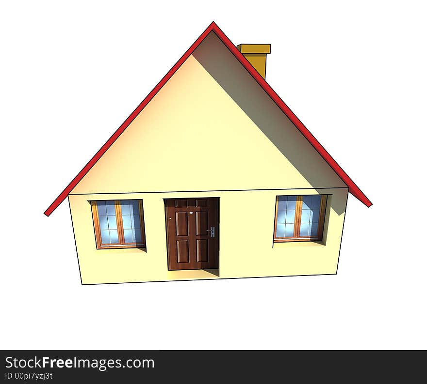 Isolated house illustration on white background - 3D