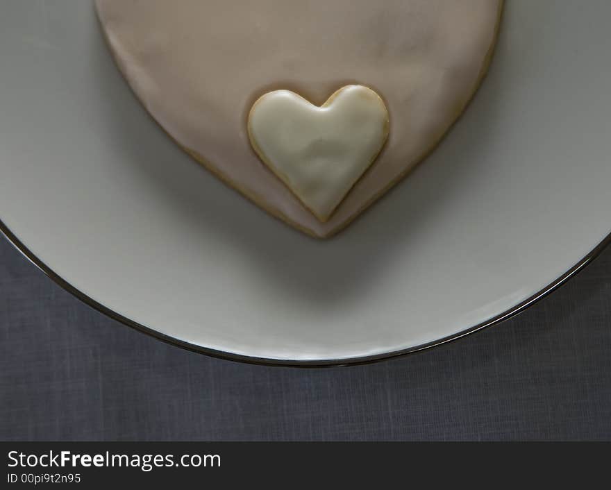 Heart Cookie On A China Plate