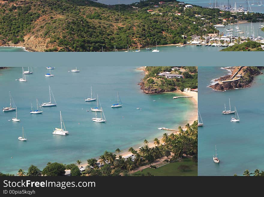 Panoramic View of the harbor on the island of Antigua. Panoramic View of the harbor on the island of Antigua