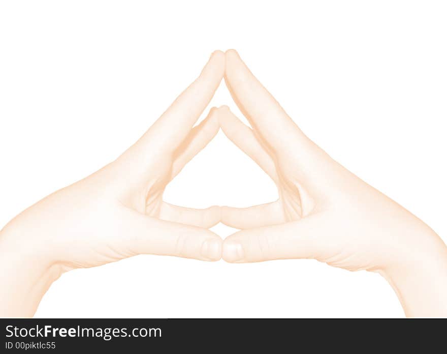 Two hands of man represent a gesture in form roof of symbolic house. Background for a text. Two hands of man represent a gesture in form roof of symbolic house. Background for a text.