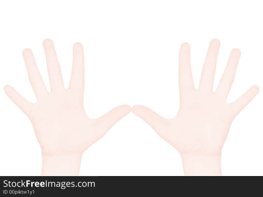 Illustration. Two hands of man on a white background, gesture of the glad greeting. Background for a text. Illustration. Two hands of man on a white background, gesture of the glad greeting. Background for a text.