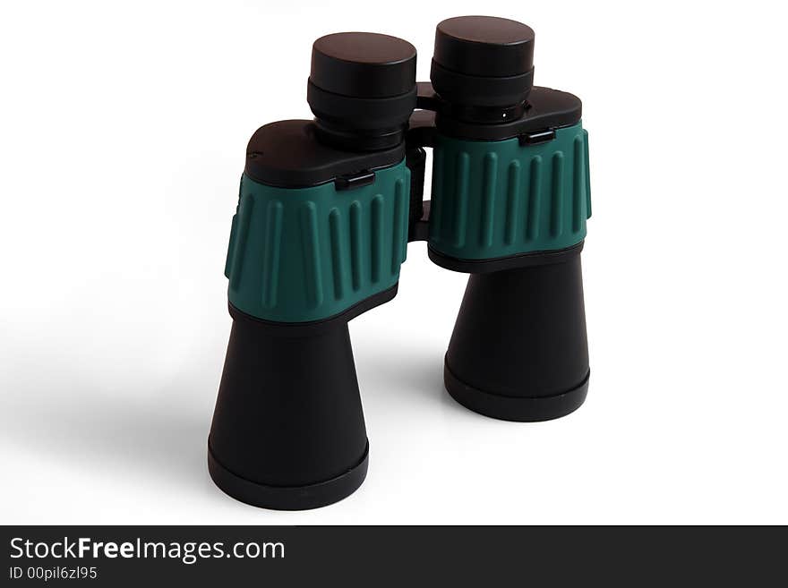 Spy binoculars on white background