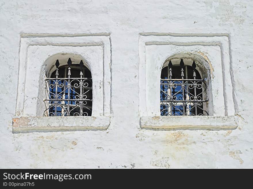 Windows of Ancient Russian monastery