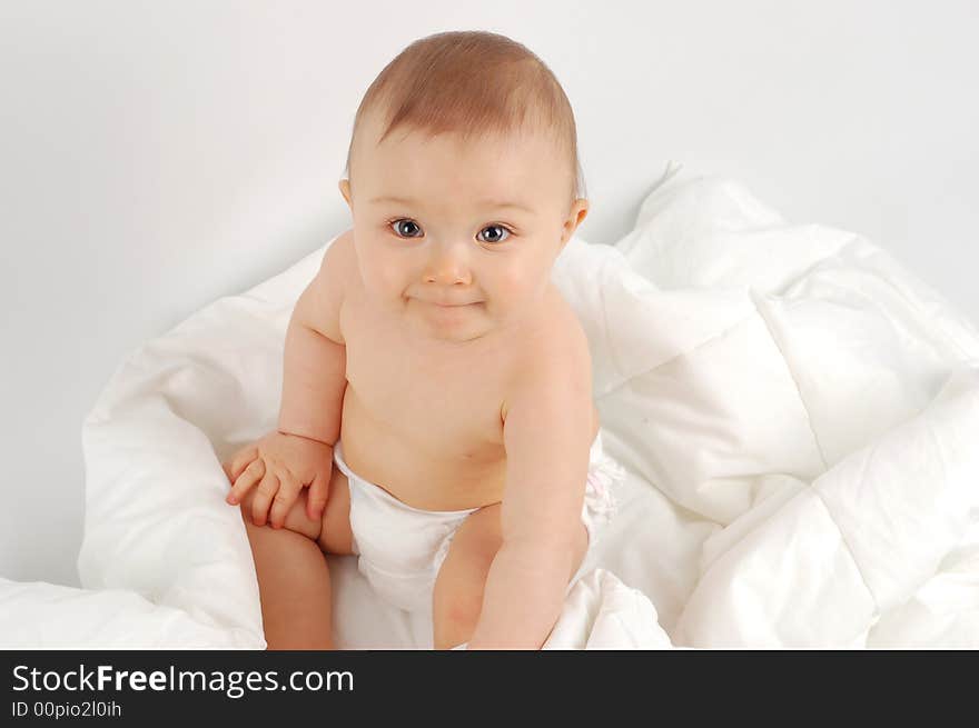 Sweet baby girl on white background. Sweet baby girl on white background