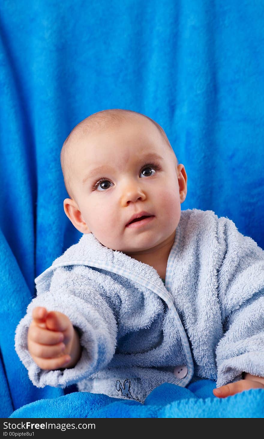 Portrait of little girl after bath