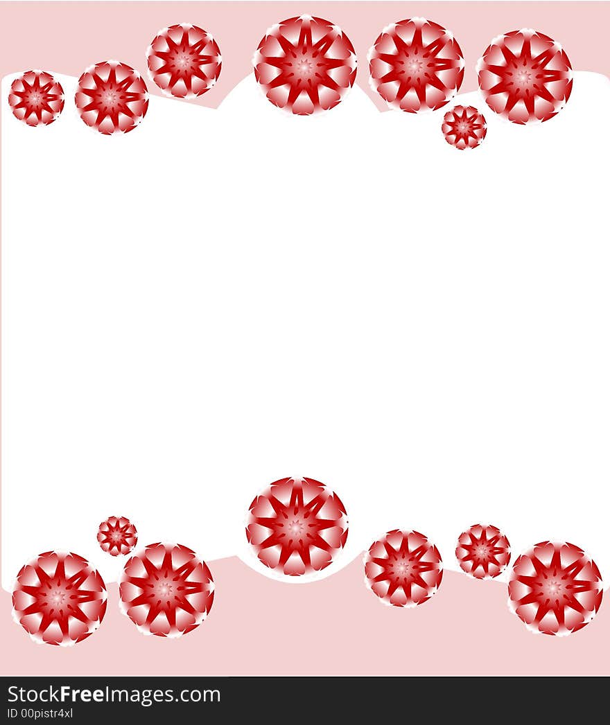 Decorative Snowball Letterhead in pinks, red, and white.