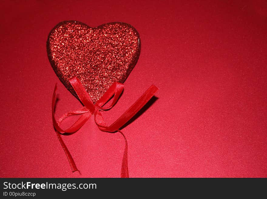 Red heart on red background, Saint Valentine day