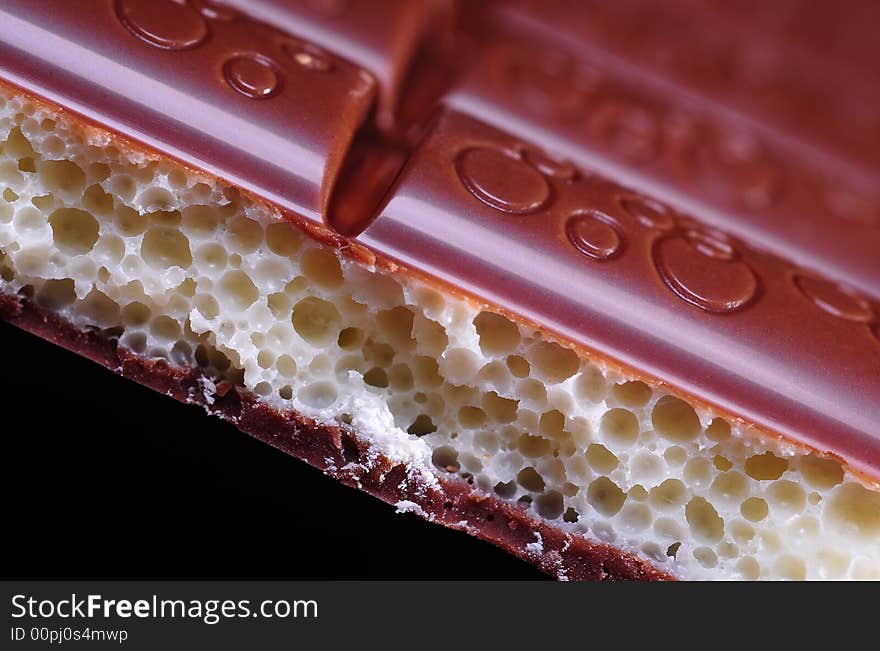 Close up of a bitter porous chocolat