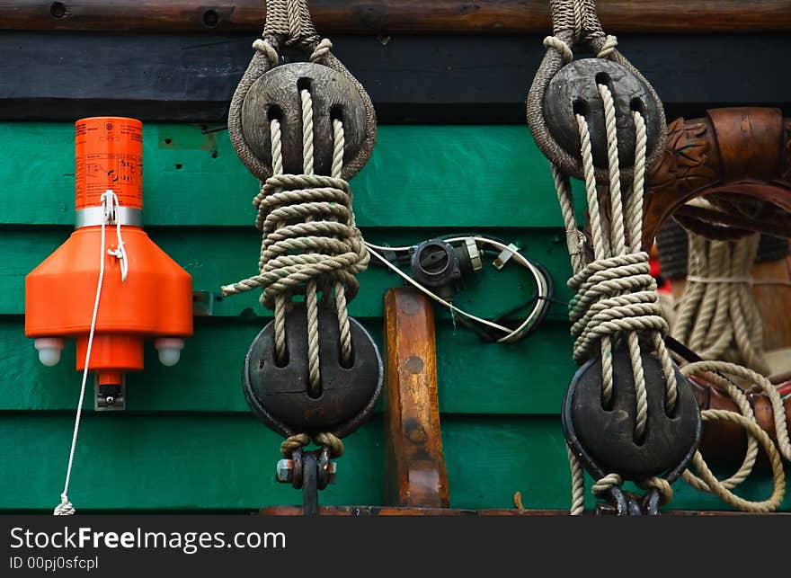 Fragment of equipment of an sailing vessel. Fragment of equipment of an sailing vessel