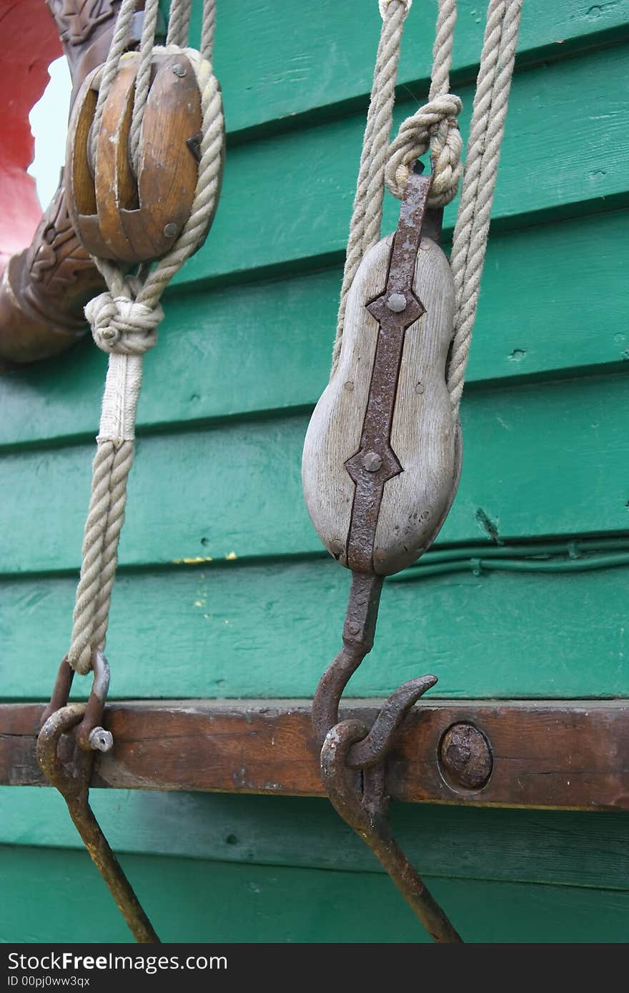 Fragment of equipment of an old sailing vessel