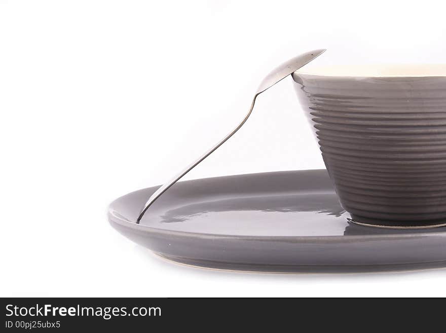 Coffee cups against white background