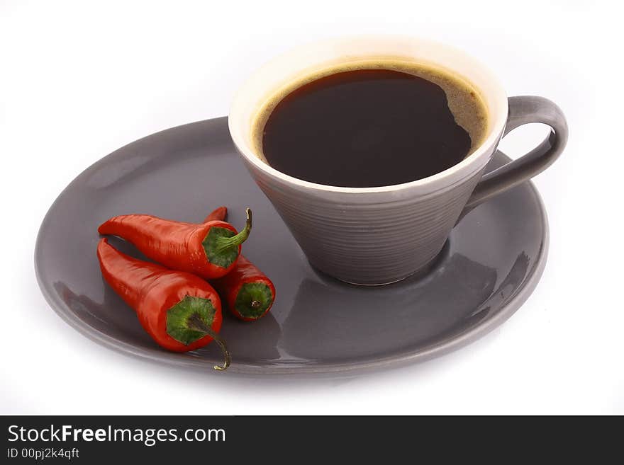 Coffee cups against white background