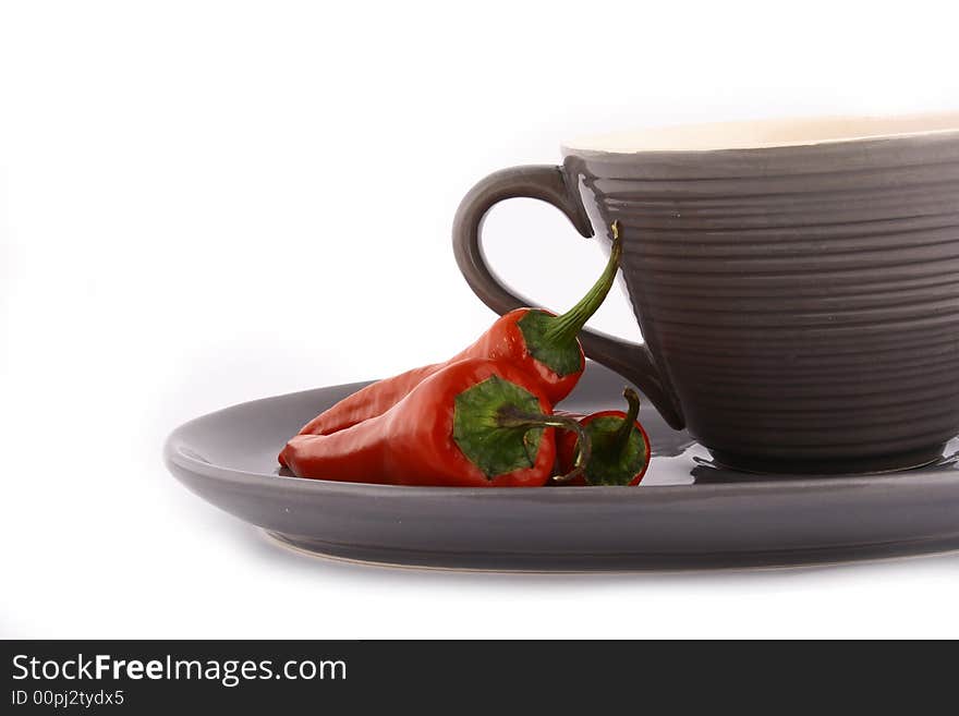 Coffee cups against white background