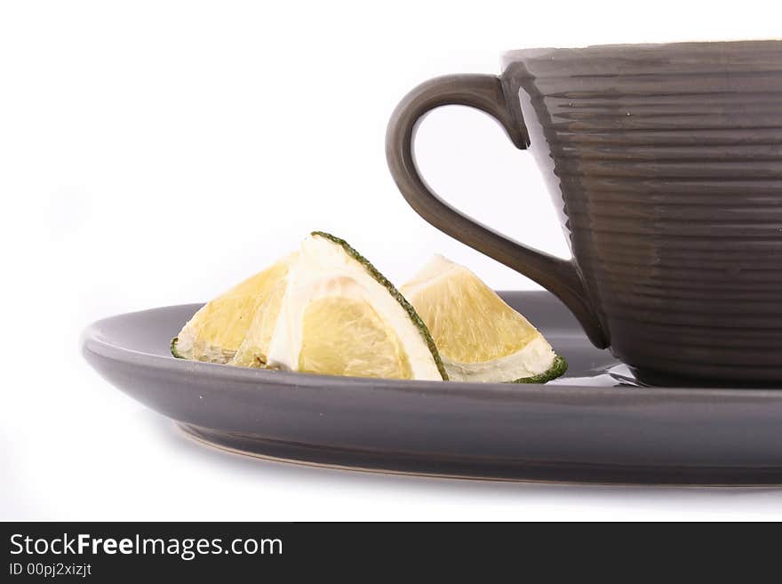 Coffee cups against white background