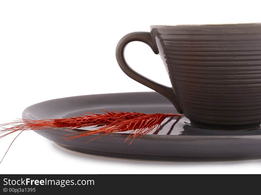 Coffee cups against white background