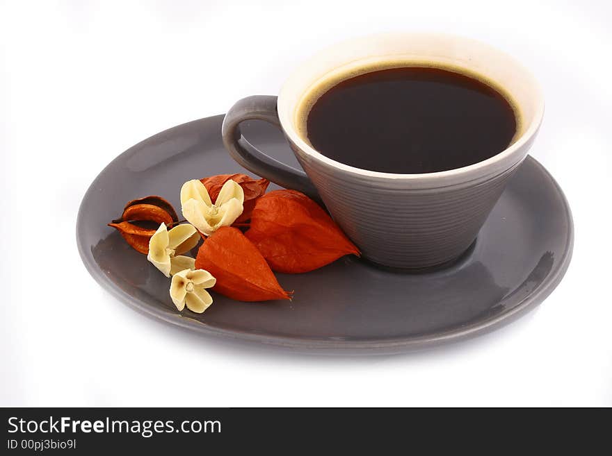 Coffee cups against white background