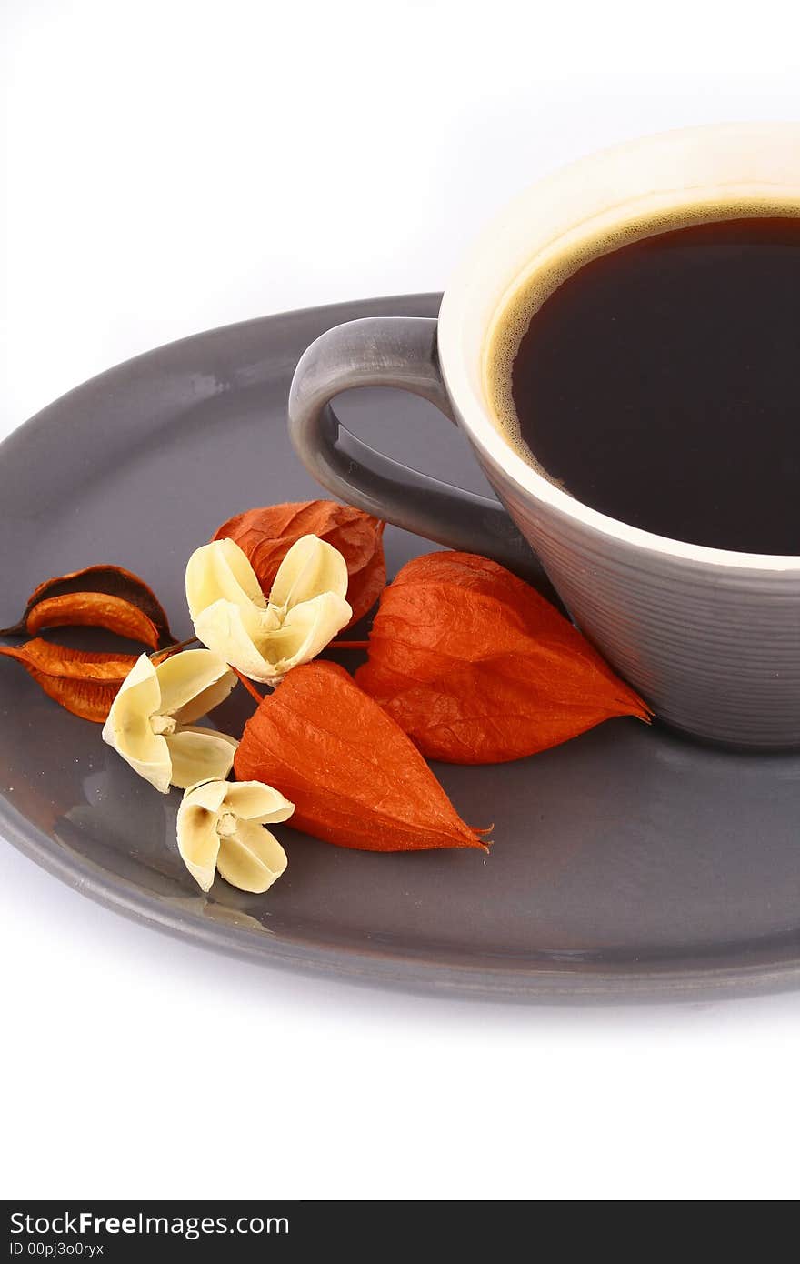 Coffee cups against white background