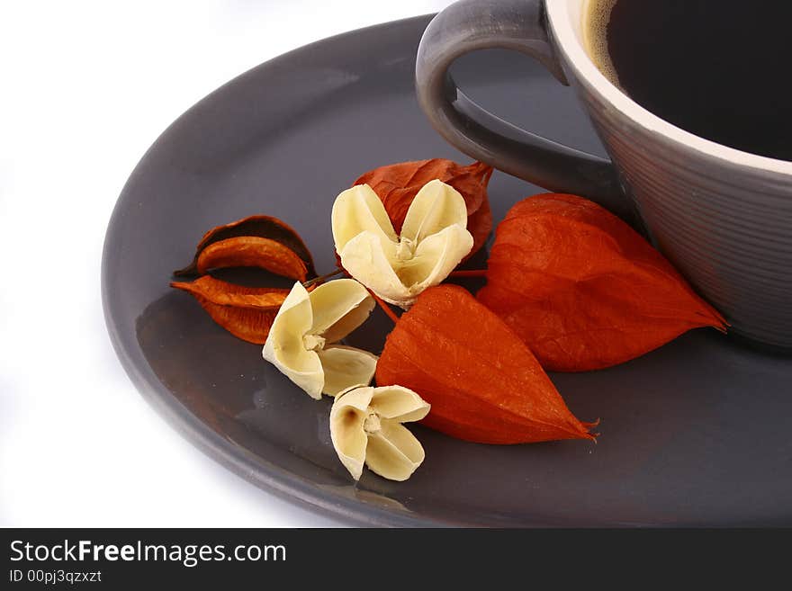 Coffee cups against white background