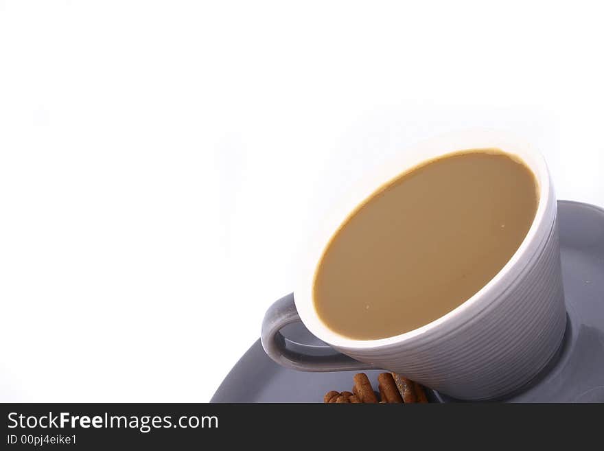 Coffee cups against white background