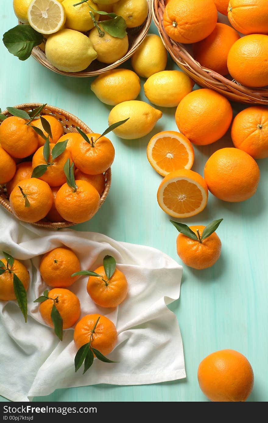 Citrus Fruit In A Table