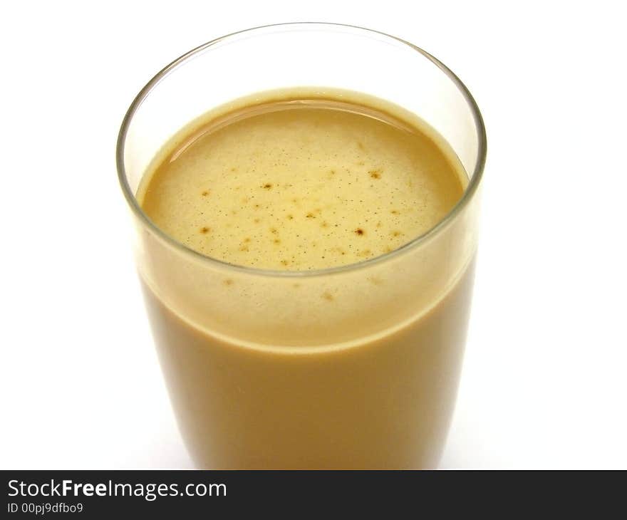 Glass of cold coffee milk drink. Glass of cold coffee milk drink