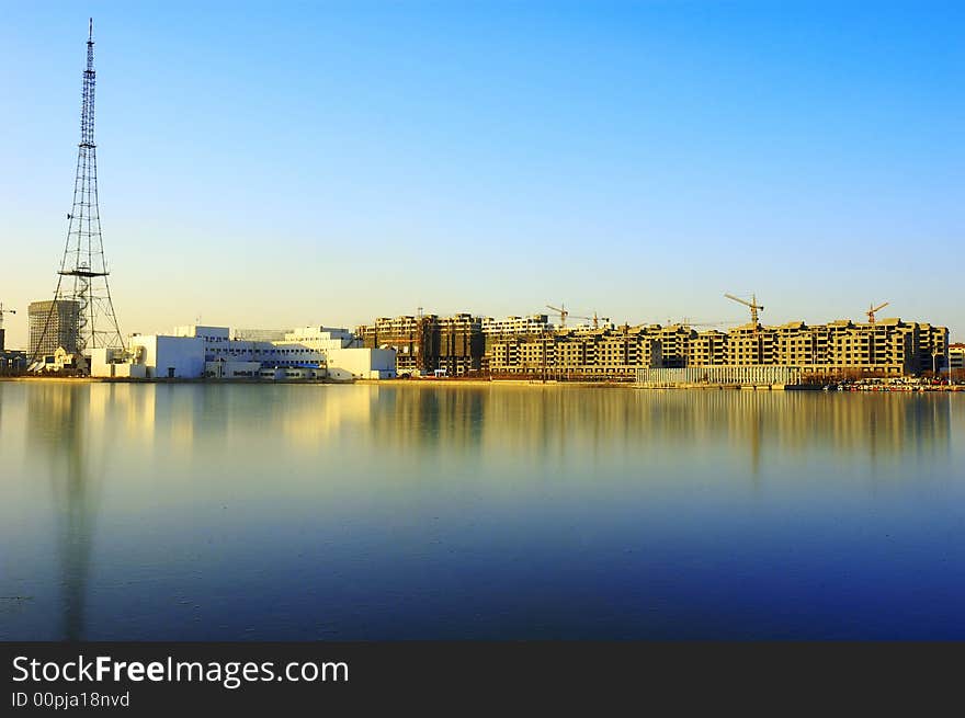 The city view before sunset,  that is under construction