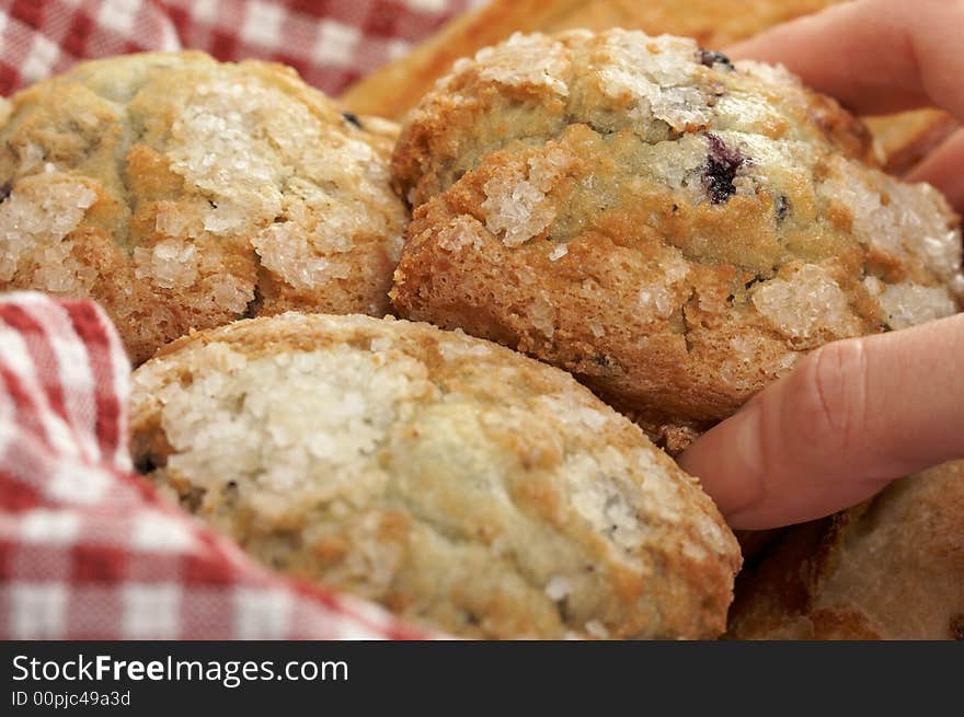 Blueberry Muffins In Basket