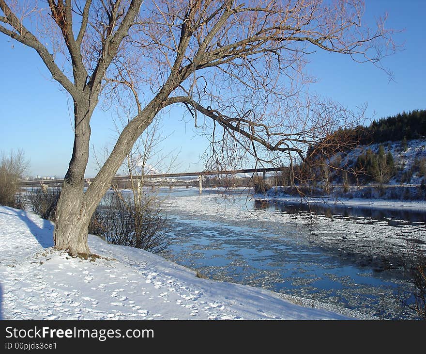 Ice on the river is breaking-up and flowing on the mighty river. Ice on the river is breaking-up and flowing on the mighty river.