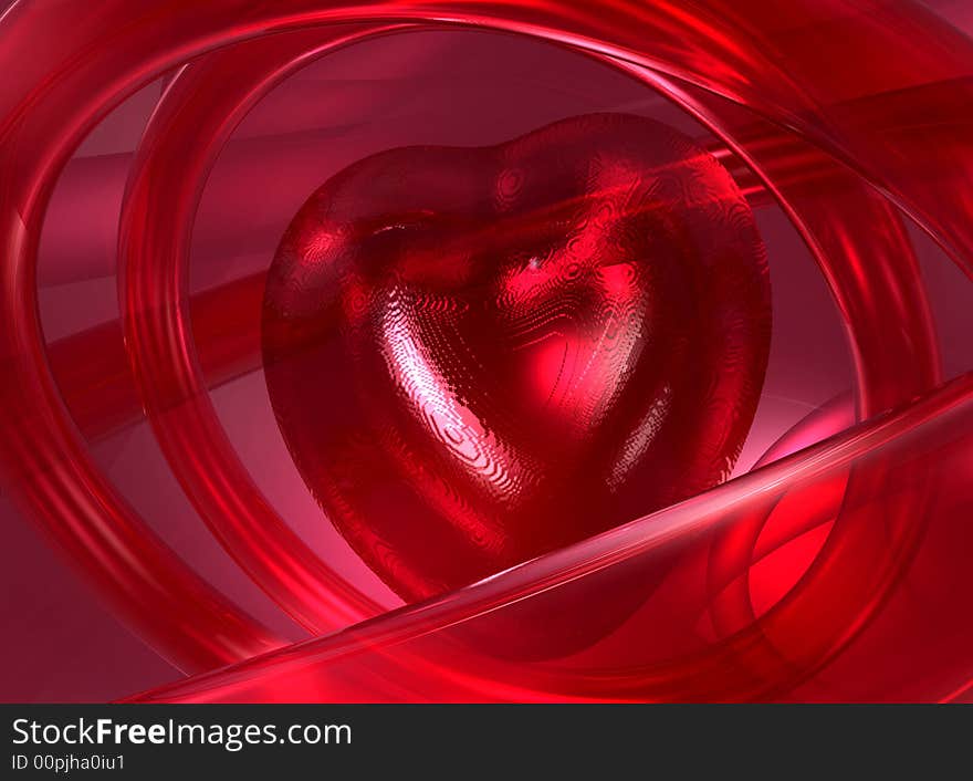 Abstraction with heart, 3D render. Abstraction with heart, 3D render