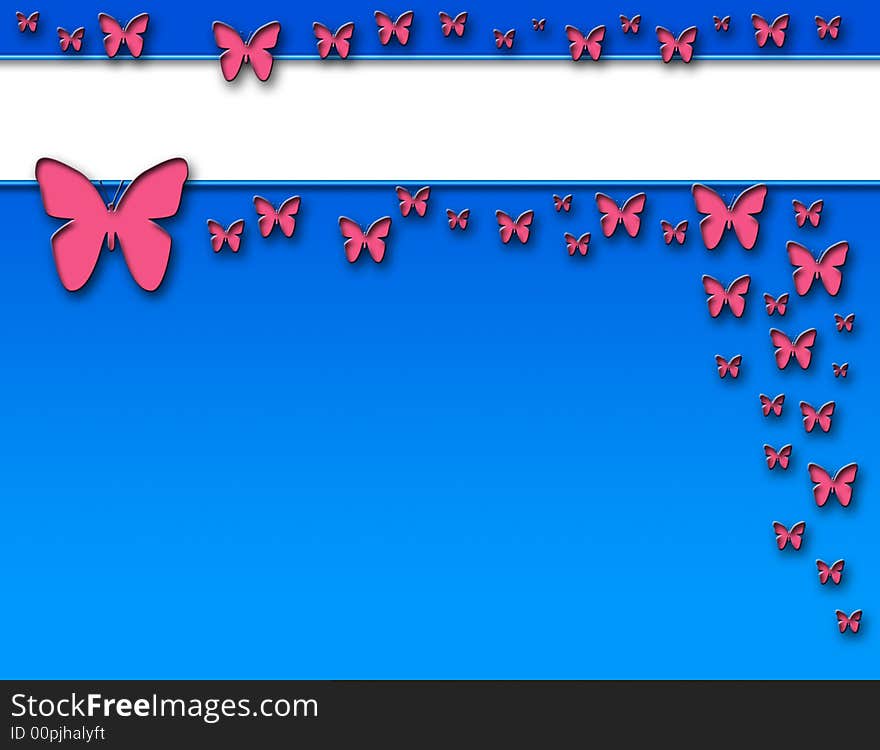 Blue background/template with butterflies and a white area for text. Blue background/template with butterflies and a white area for text.