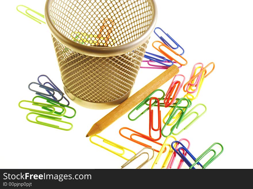 Paper clips and basket