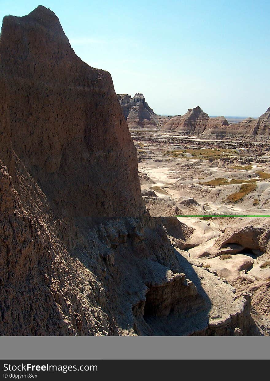 A view from atop a ridge at Badlands National Park, SD. A view from atop a ridge at Badlands National Park, SD.