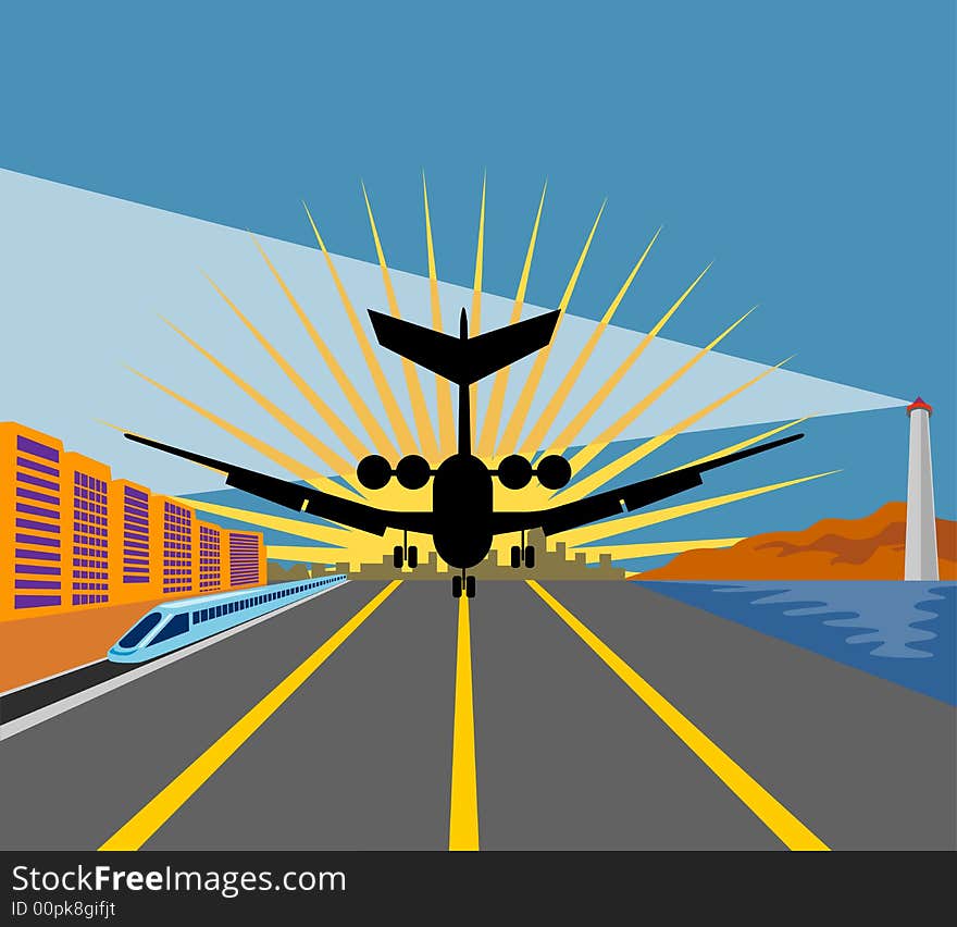 Vector art on land and air transportation. Vector art on land and air transportation