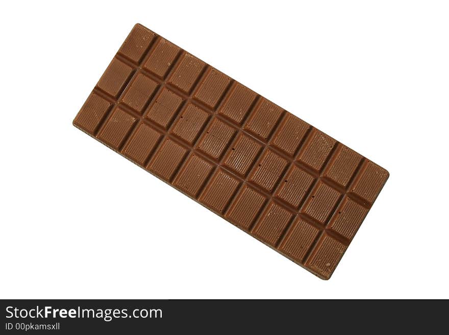 Tile of a milk chocolate on a white background