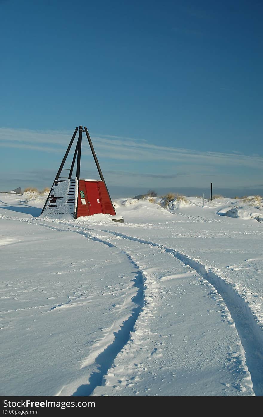 Car track in the snow