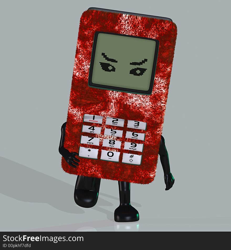 A toon cell phone with arms and legs
with Clipping Path. A toon cell phone with arms and legs
with Clipping Path