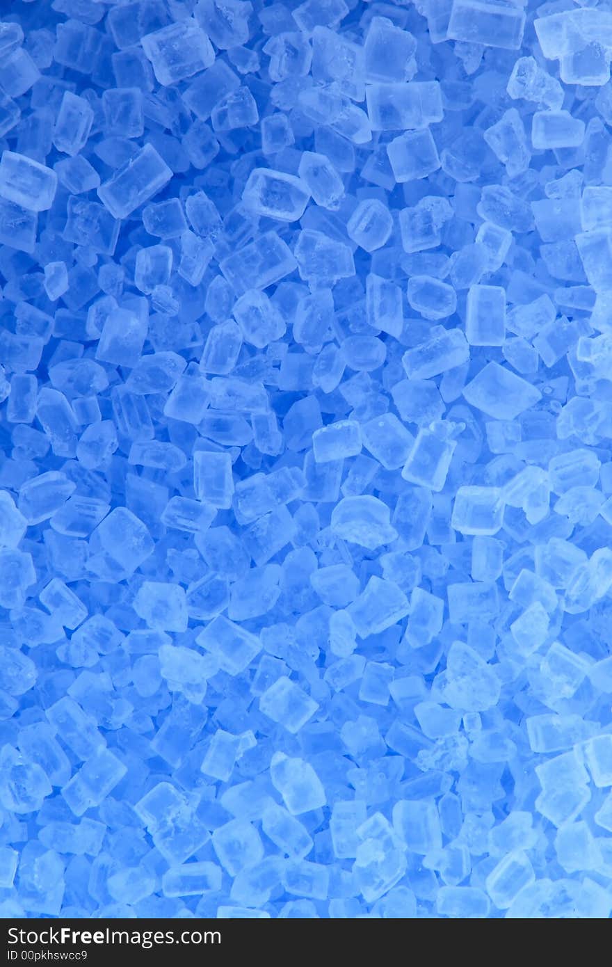 Salt grains illuminated with blue light