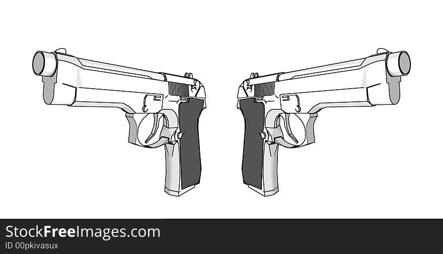 Guns - 3d illustration on white background