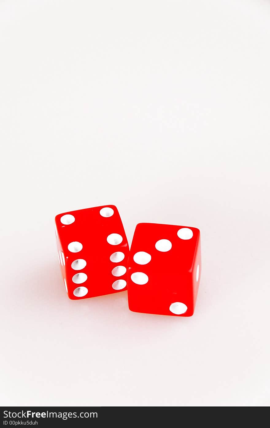 Isolated Lucky Red Dice Showing Seven