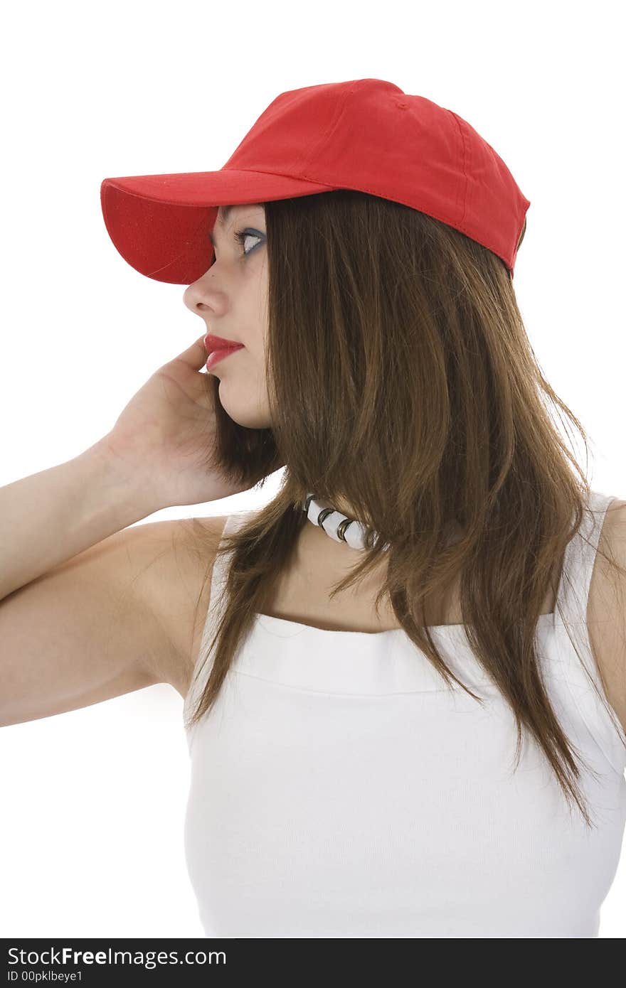 Emotional Girl In Red Cap